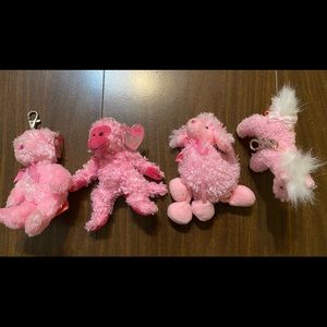 4 TY Beanie Baby PinkyS Key Chain Collection